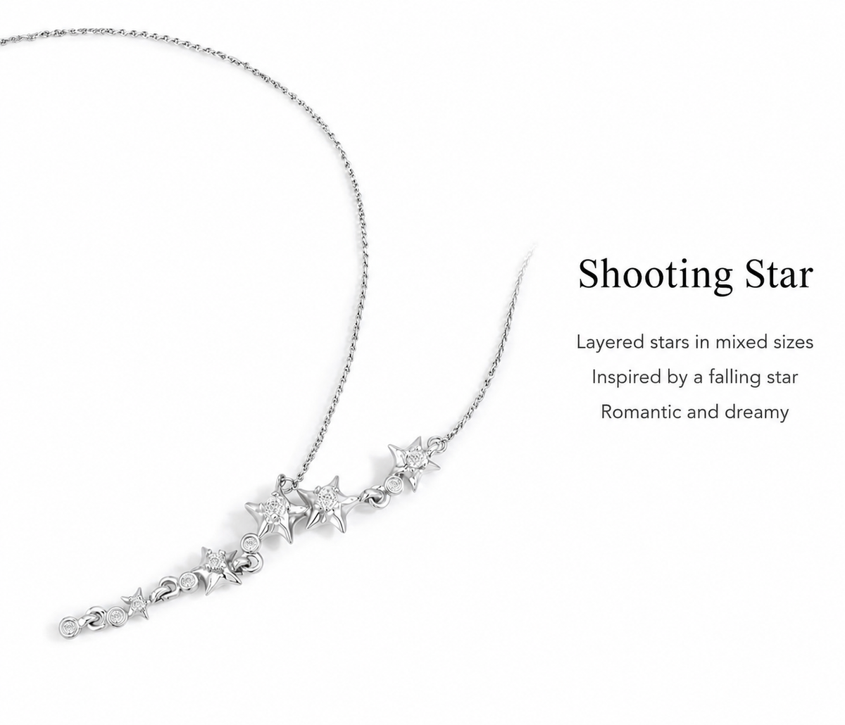  Asymmetrical Star Charm Y-Necklace with Cubic Zirconia - friendship necklace gift from Bestie Keepsake