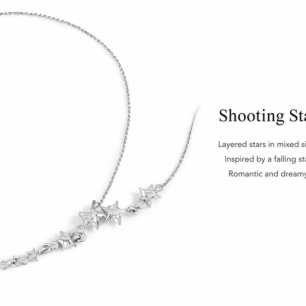  Asymmetrical Star Charm Y-Necklace with Cubic Zirconia - friendship necklace gift from Bestie Keepsake
