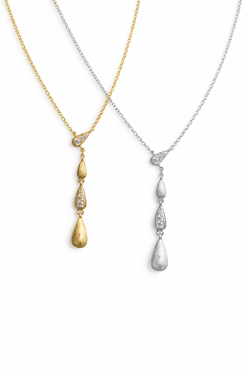  Dainty Water Drop Zirconia Necklace in Sterling Silver - friendship necklace gift from Bestie Keepsake