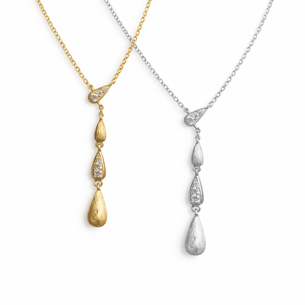  Dainty Water Drop Zirconia Necklace in Sterling Silver - friendship necklace gift from Bestie Keepsake