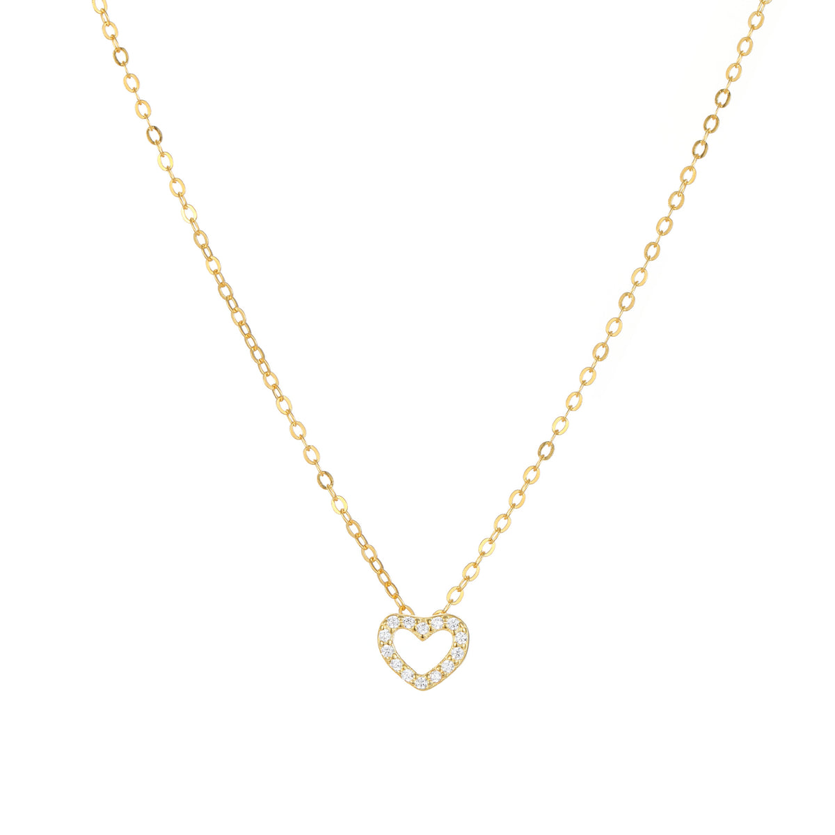  Pavé Open Heart Pendant Necklace in Sterling Silver - friendship necklace gift from Bestie Keepsake