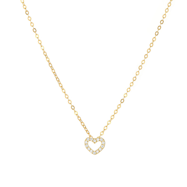  Pavé Open Heart Pendant Necklace in Sterling Silver - friendship necklace gift from Bestie Keepsake