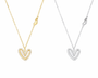  Asymmetric Baguette Heart Pendant Necklace in Sterling Silver - friendship necklace gift from Bestie Keepsake