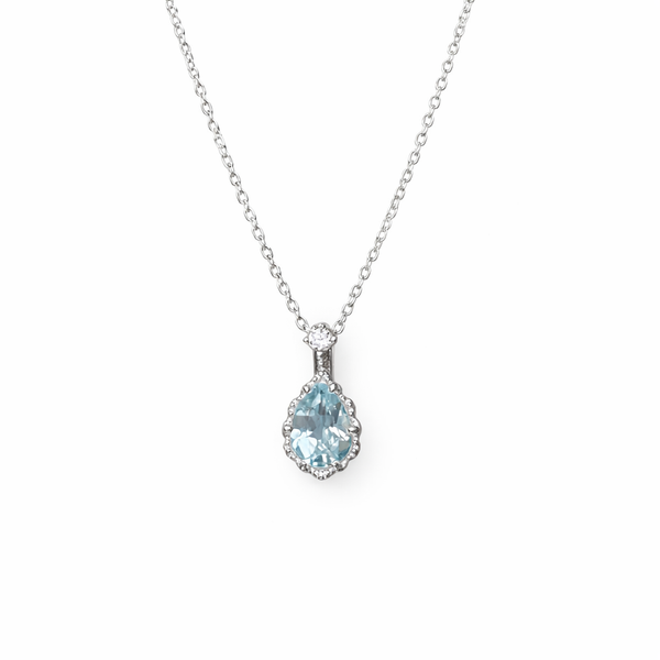  Teardrop Sky Blue Topaz Necklace S925 Sterling Silver - friendship necklace gift from Bestie Keepsake