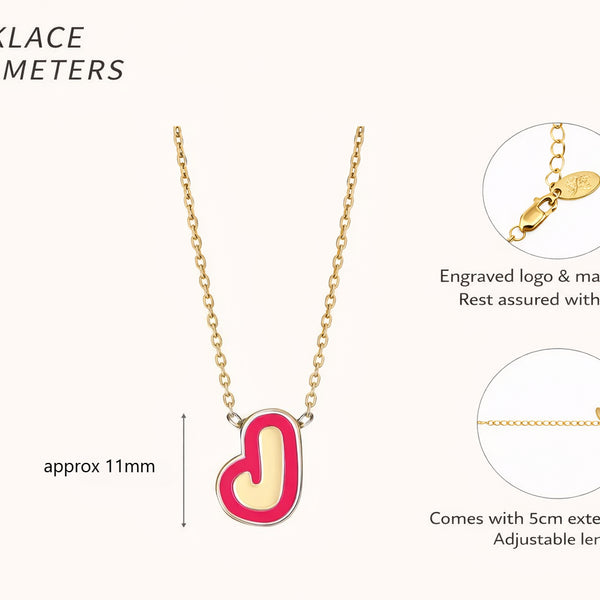  Bubble Initial Enamel Necklace in 925 Sterling Silver - friendship necklace gift from Bestie Keepsake
