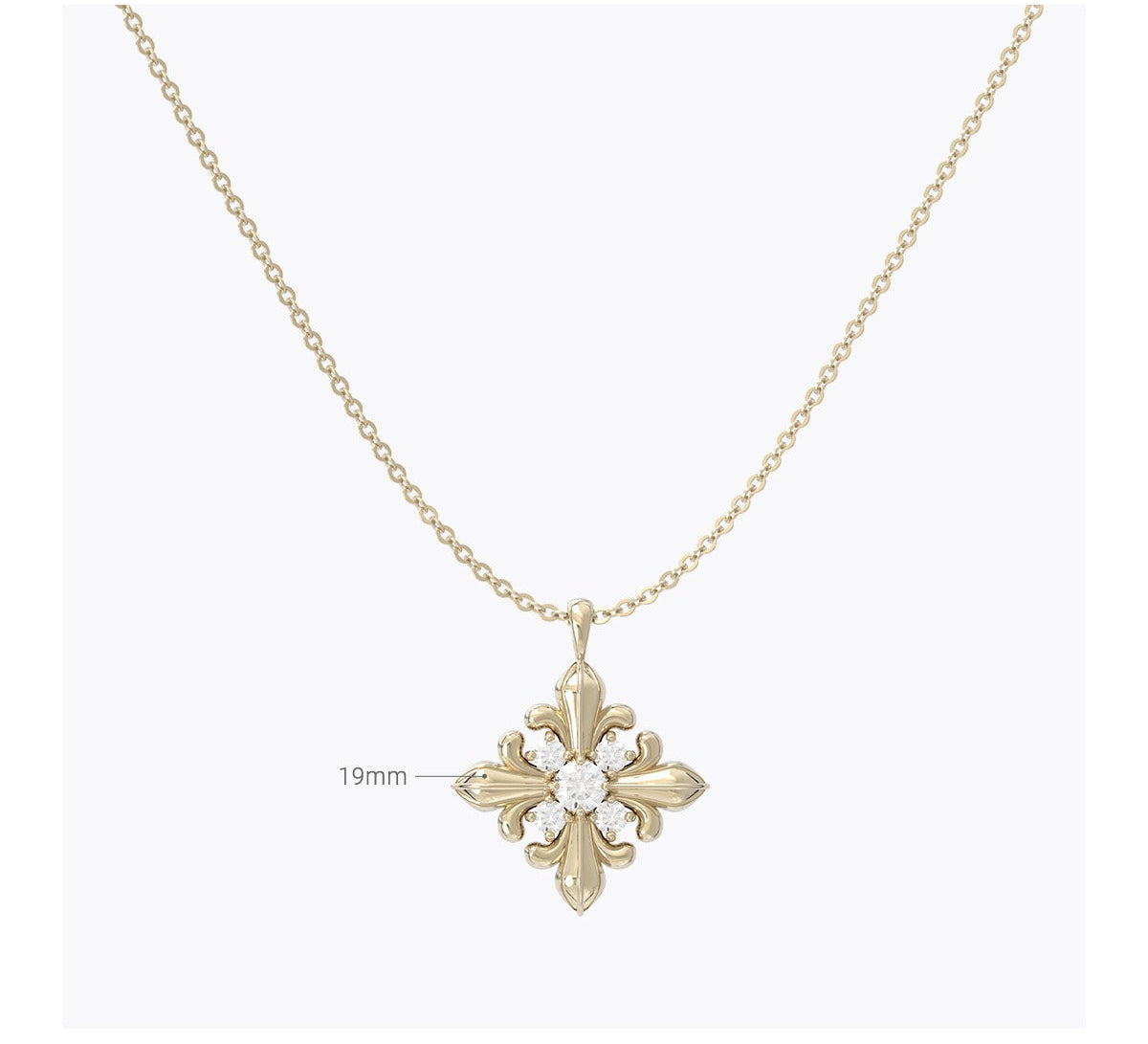  Ornate Fleur-de-lis Pendant Necklace with Cubic Zirconia - friendship necklace gift from Bestie Keepsake