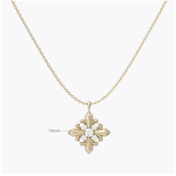  Ornate Fleur-de-lis Pendant Necklace with Cubic Zirconia - friendship necklace gift from Bestie Keepsake