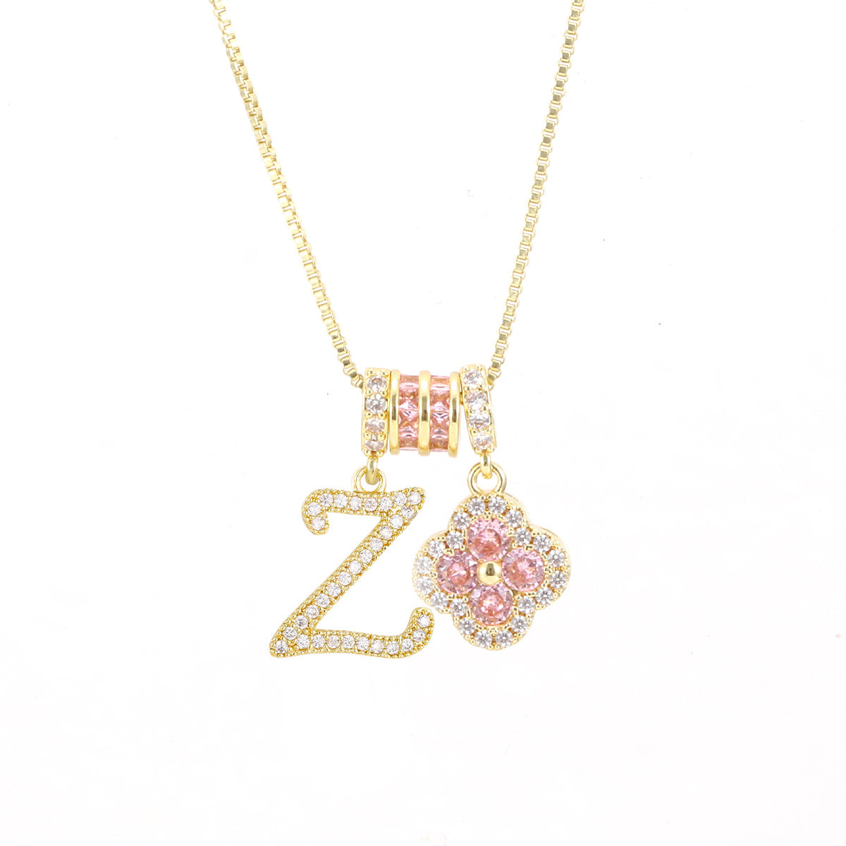  Initial Clover Charm Necklace - friendship necklace gift from Bestie Keepsake