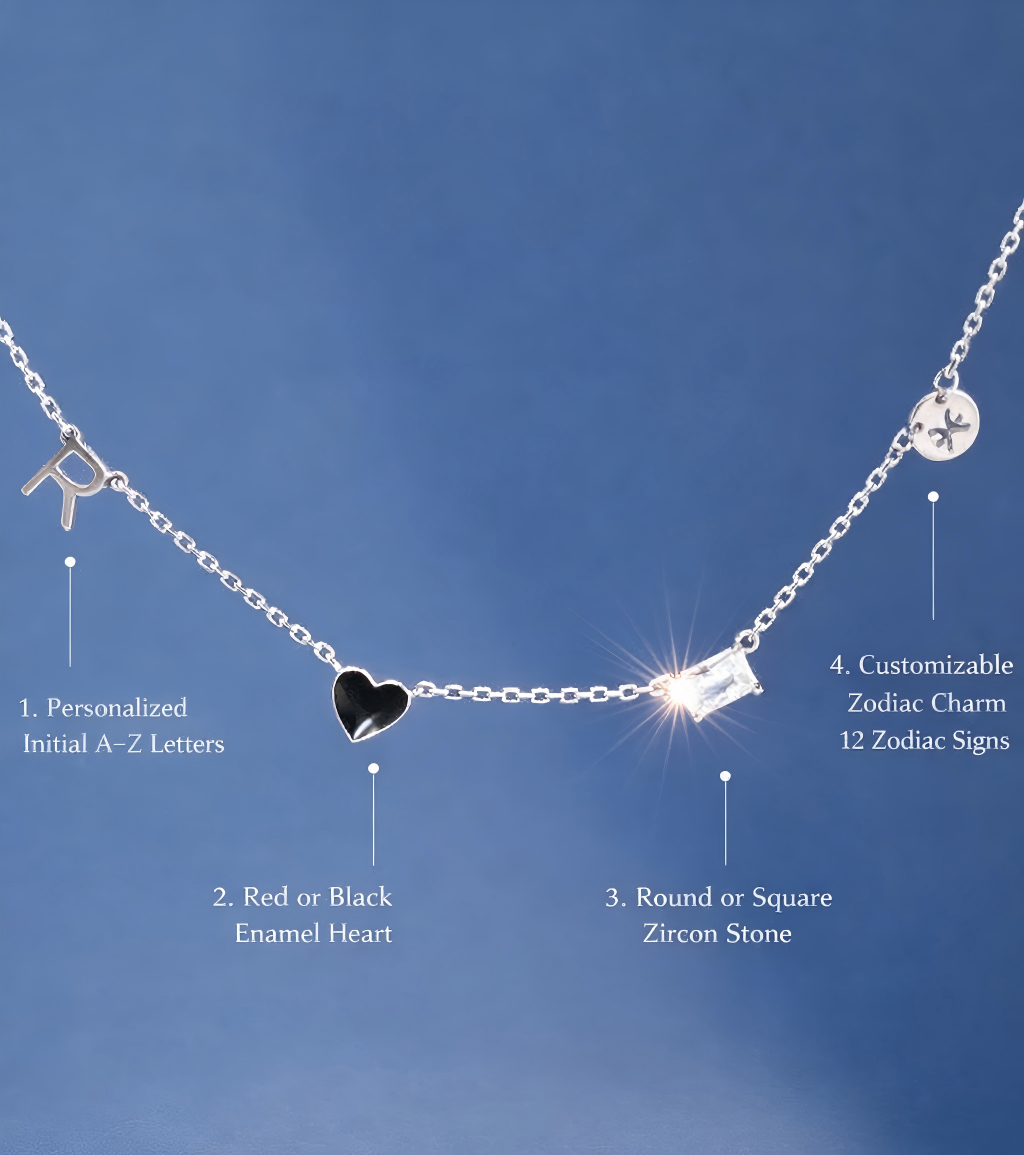  Initial Heart Zodiac Charm Necklace in S925 Silver with Zircon - friendship necklace gift from Bestie Keepsake
