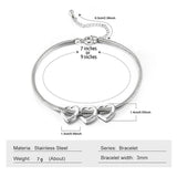  Heart Charm Snake Chain Bracelet in Stainless Steel - friendship necklace gift from Bestie Keepsake