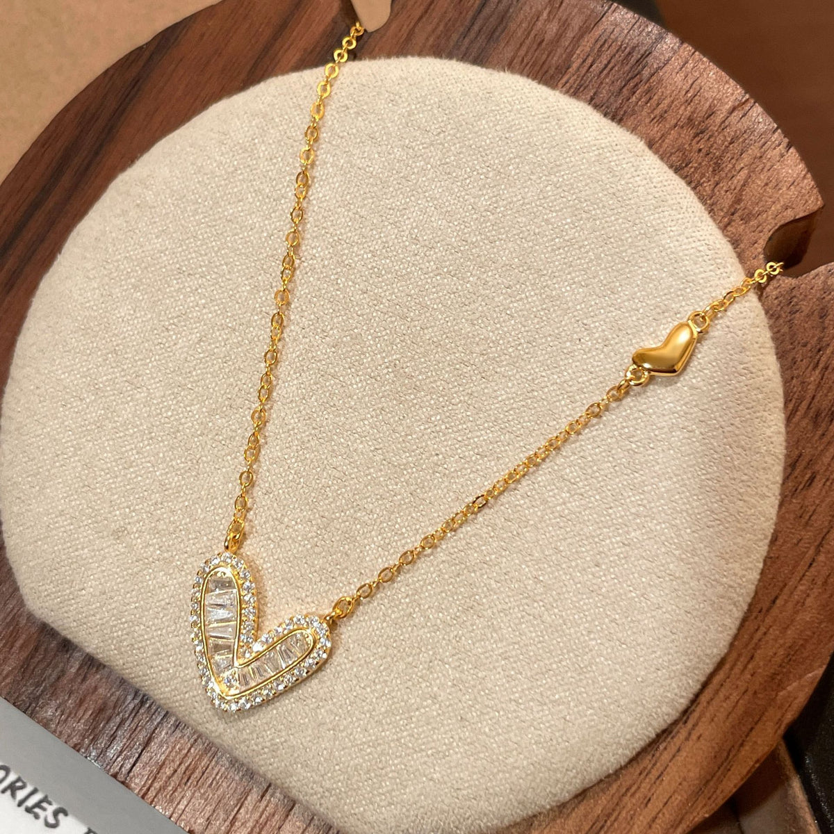  Asymmetric Baguette Heart Pendant Necklace in Sterling Silver - friendship necklace gift from Bestie Keepsake