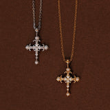  Ornate Iris Cross Pendant Necklace in 925 Sterling Silver - friendship necklace gift from Bestie Keepsake