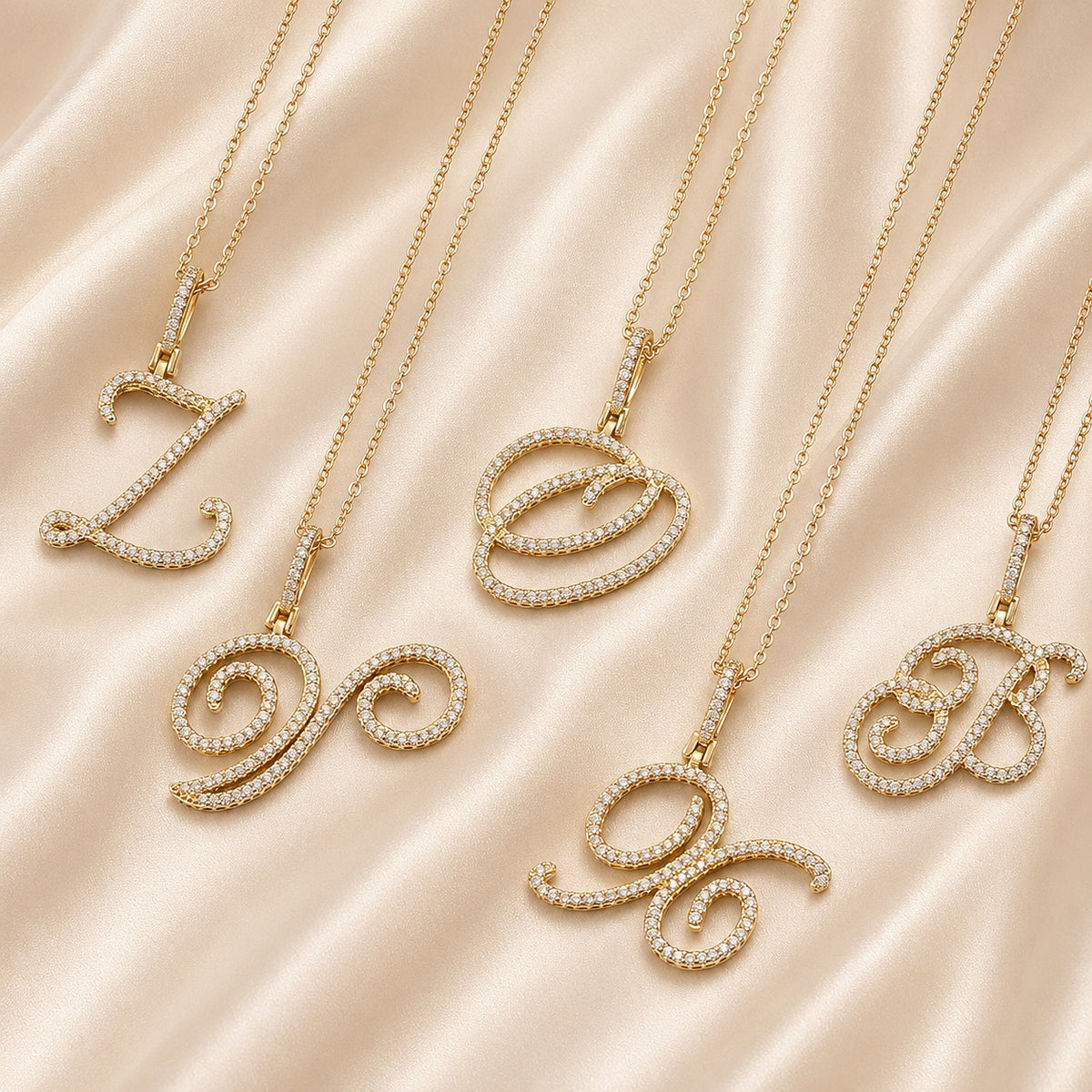  Cursive Pave Initial Pendant Necklace - friendship necklace gift from Bestie Keepsake
