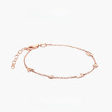 Dainty Initial & Heart Stone Bracelet in 18K Gold Plated S925 Silver - friendship necklace gift from Bestie Keepsake