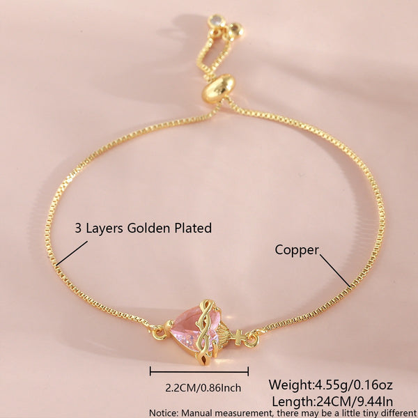  Ornate Pink Heart Slider Bracelet - friendship necklace gift from Bestie Keepsake