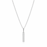  Pave Slender Bar Necklace in 925 Sterling Silver - friendship necklace gift from Bestie Keepsake