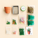 Materials included in mini beaded flower pot kit