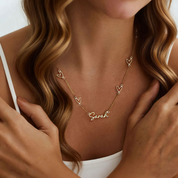  Custom Heart Station Name Necklace in Stainless Steel - friendship necklace gift from Bestie Keepsake