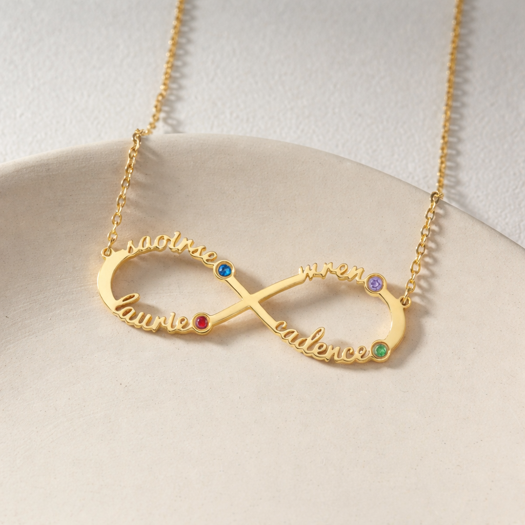  Personalized Infinity Birthstone Necklace in Stainless Steel - friendship necklace gift from Bestie Keepsake