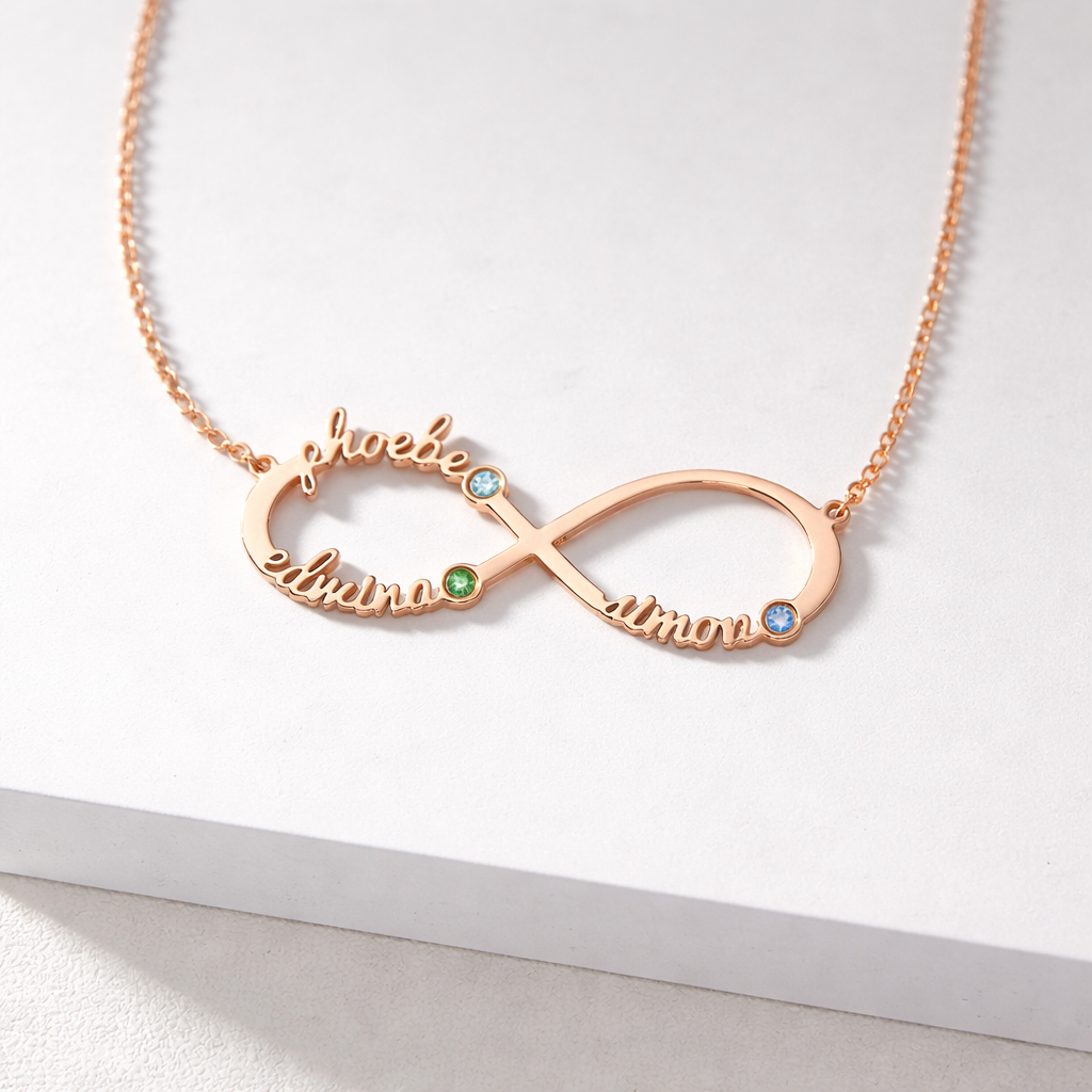  Personalized Infinity Birthstone Necklace in Stainless Steel - friendship necklace gift from Bestie Keepsake