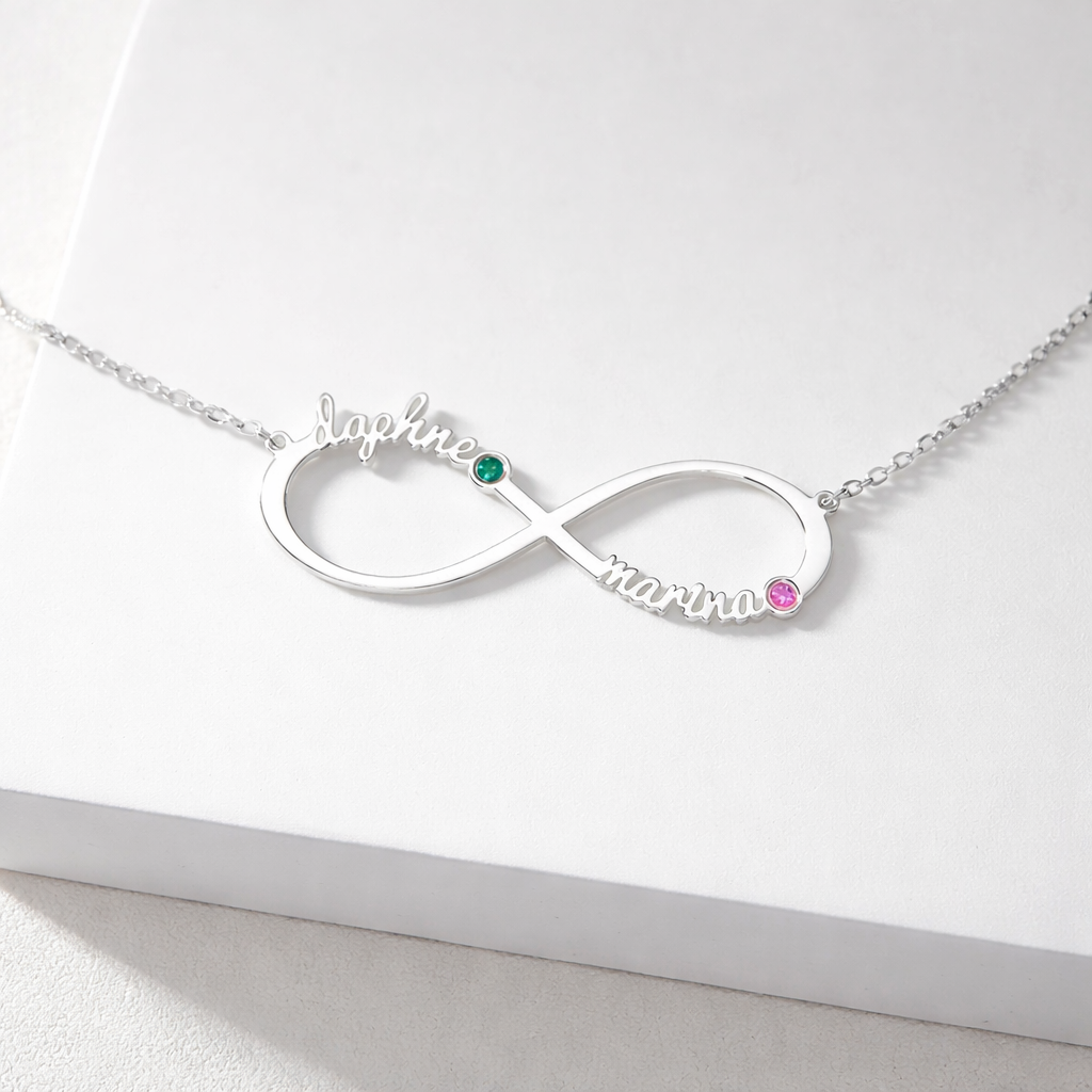  Personalized Infinity Birthstone Necklace in Stainless Steel - friendship necklace gift from Bestie Keepsake