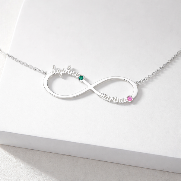  Personalized Infinity Birthstone Necklace in Stainless Steel - friendship necklace gift from Bestie Keepsake