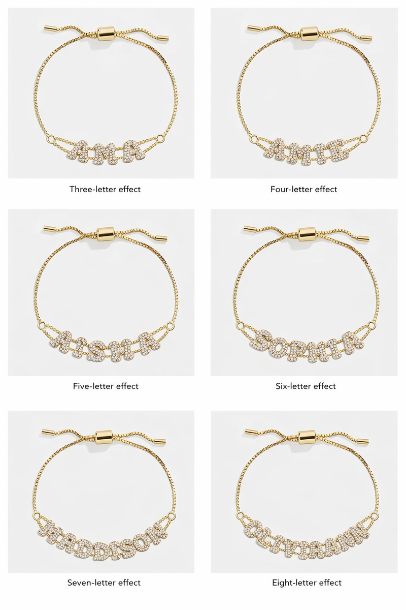  Custom Pavé Letter Slider Bracelet in Gold-Plated Copper - friendship necklace gift from Bestie Keepsake