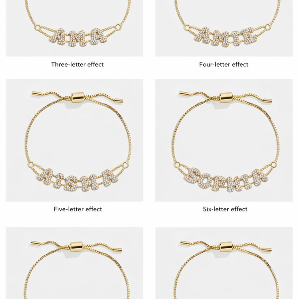 Custom Pavé Letter Slider Bracelet in Gold-Plated Copper - friendship necklace gift from Bestie Keepsake