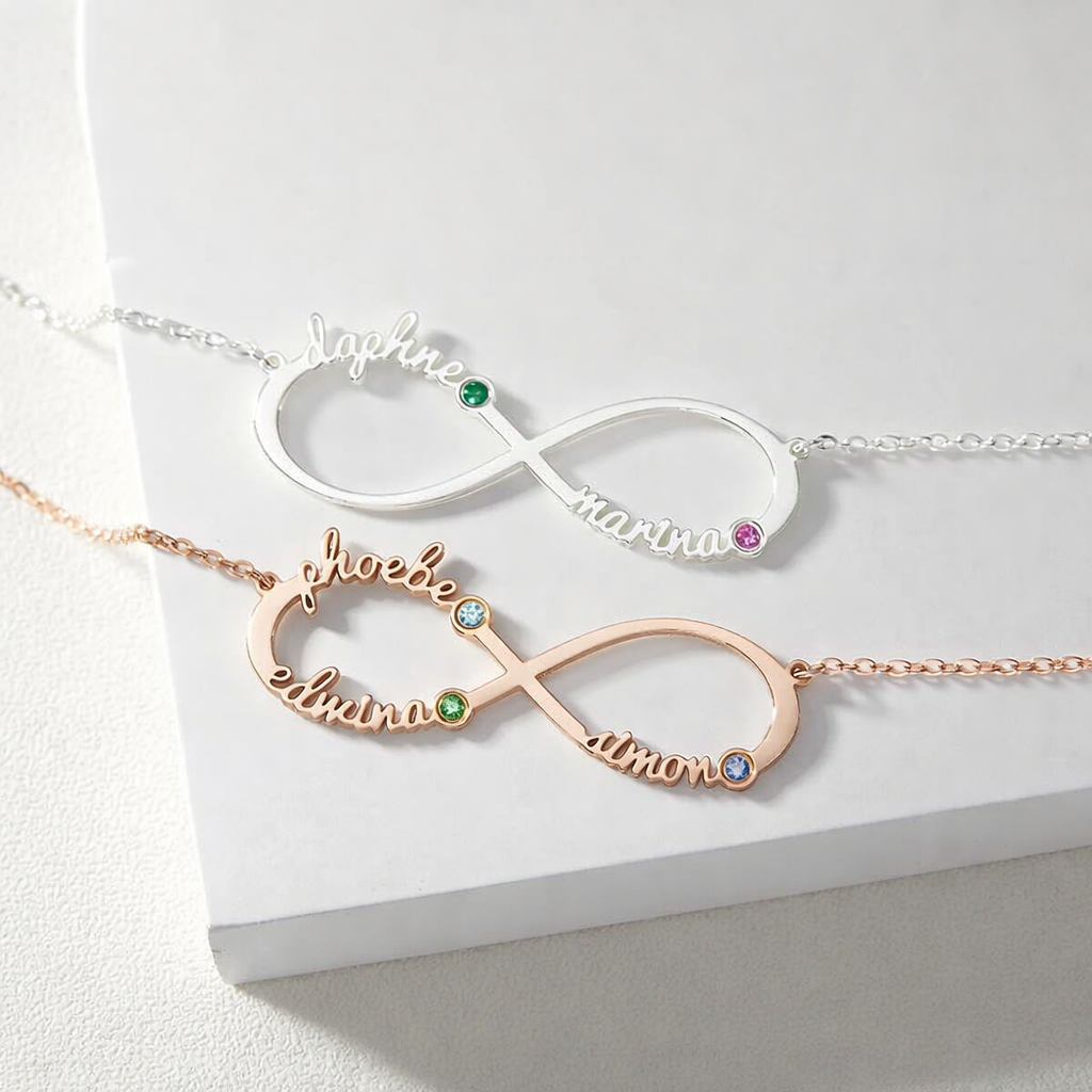  Personalized Infinity Birthstone Necklace in Stainless Steel - friendship necklace gift from Bestie Keepsake