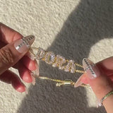 Custom Pavé Letter Slider Bracelet in Gold-Plated Copper