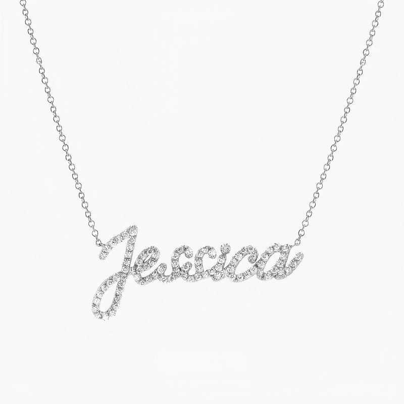  Custom Pavé Name Necklace in 925 Sterling Silver - friendship necklace gift from Bestie Keepsake