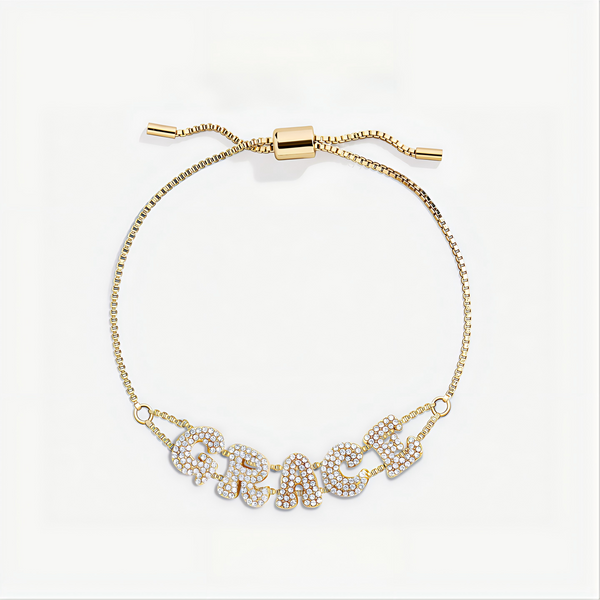  Custom Pavé Letter Slider Bracelet in Gold-Plated Copper - friendship necklace gift from Bestie Keepsake