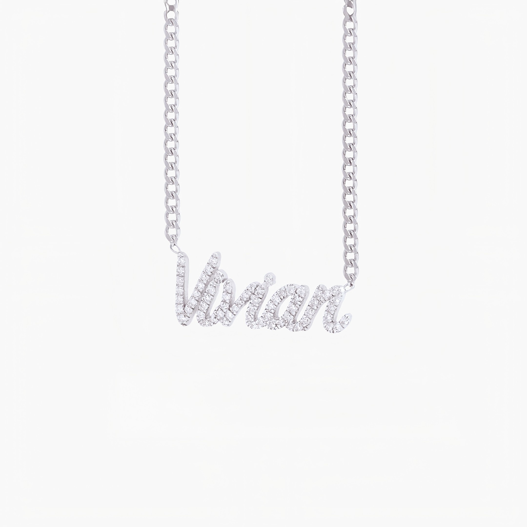  Custom Pavé Name Necklace in 925 Sterling Silver - friendship necklace gift from Bestie Keepsake