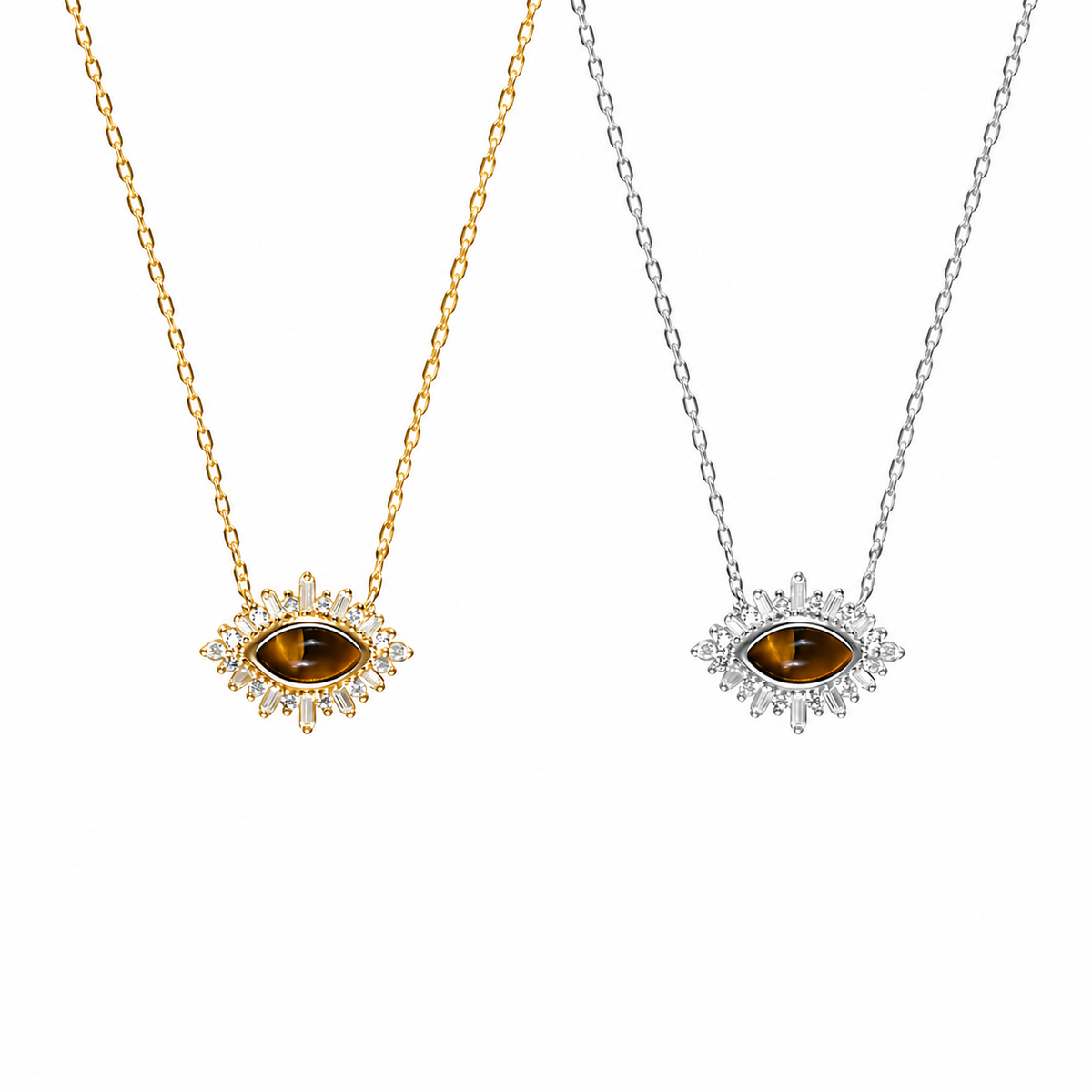  Ornate Tiger's Eye Corona Pendant Necklace in Sterling Silver - friendship necklace gift from Bestie Keepsake