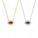  Ornate Tiger's Eye Corona Pendant Necklace in Sterling Silver - friendship necklace gift from Bestie Keepsake